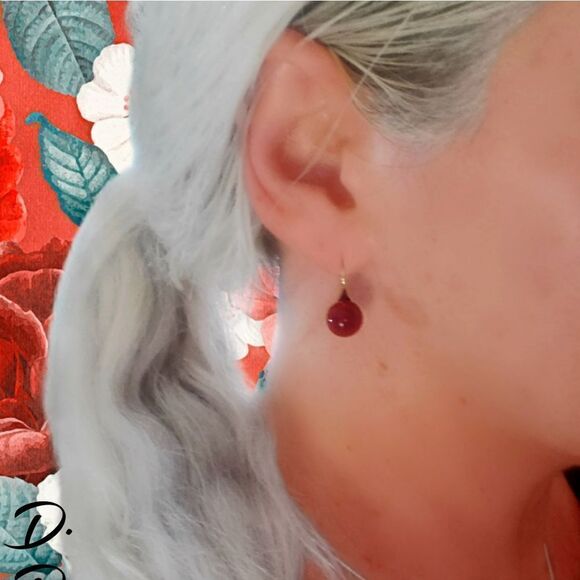 Coral Red South Sea Shell Pearls 14K over Sterling Silver Hook  - Picture 5 of 5